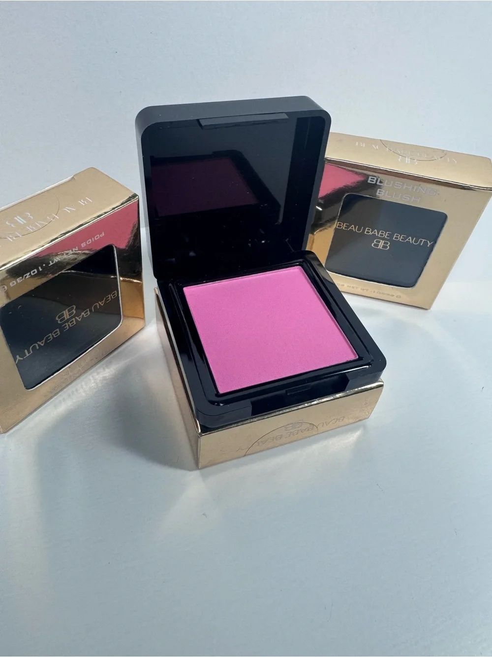 New Set of 3 Beau Babe Beauty Blush Compacts Vibrant Pink!